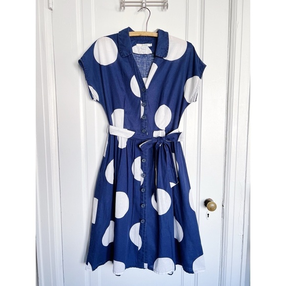 Boden Dresses & Skirts - Boden Navy Blue and White Polka Dot Midi Dress
